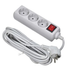 BURO Сетевой фильтр 3 розетки (300SL-5-G), 5м, серый (пакет ПЭ) {1087166}