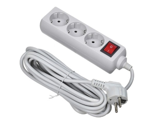 [Сетевые фильтры] BURO Сетевой фильтр 3 розетки (300SL-5-G), 5м, серый (пакет ПЭ) {1087166}