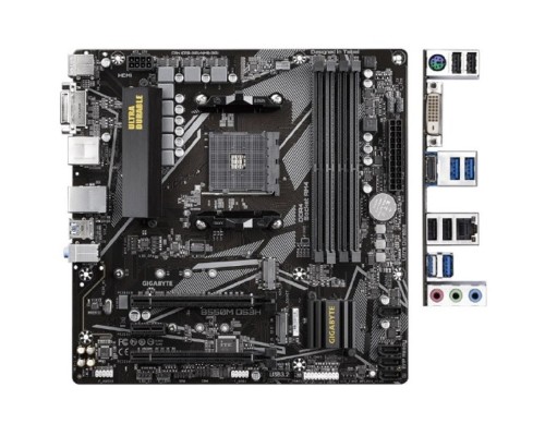 [Материнская плата] Gigabyte B550M DS3H RTL {Socket AM4, AMD B550, 4xDDR4-3200, DVI-D+HDMI, 2xPCI-Ex16, 1xPCI-Ex1, 4xSATA3(RAID 0/1/10), 2xM.2, 8 Ch Audio, GLan, (4+2)xUSB2.0, (4+2)xUSB3.2, 1xPS/2, mATX}