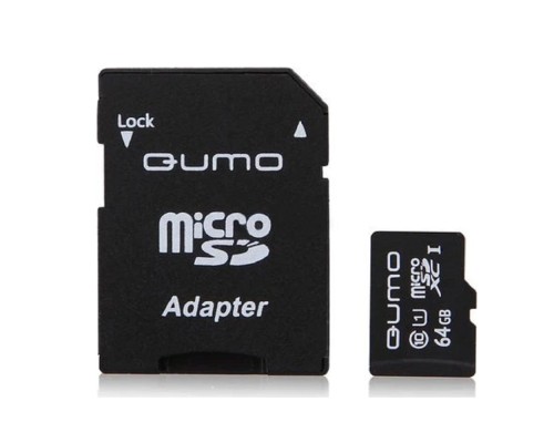 [Карта памяти ] Micro SecureDigital 64Gb QUMO QM64GMICSDXC10U1 {MicroSDXC Class 10 UHS-I, SD adapter}