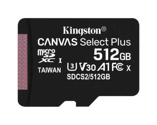[Карта памяти ] Micro SecureDigital 512Gb Kingston Class 10 UHS-I U3 Canvas Select Plus SDCS2/512GBSP w/o adapter