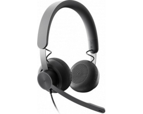 [Наушники] Наушники с микрофоном Logitech Zone Wired Teams черный матовый 1.9м накладные USB оголовье (981-000870)