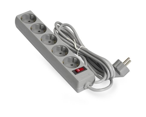 [Сетевой фильтр] Exegate EX285798RUS Удлинитель ExeGate EC-5-1.8G (5 евророзетки с заземлением, 1.8м, защита от перегрузки, выключатель с подсветкой, серый)