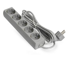 Exegate EX285826RUS Удлинитель ExeGate ECE-5-5G (5 евророзетки с заземлением, 5м, серый)