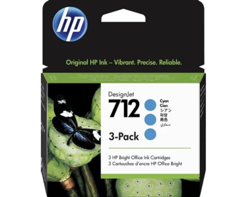 [Расходные материалы] Картридж струйный HP 712 3ED77A голубой x3упак. (29мл) для HP DJ Т230/630