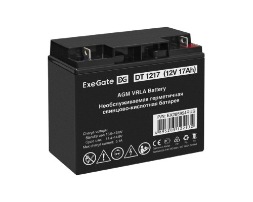[батареи] Exegate EX285954RUS Аккумуляторная батарея DT 1217 (12V 17Ah, клеммы F3 (болт М5 с гайкой))