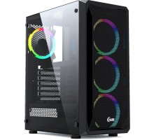 Powercase CMIZB-L4 Корпус Mistral Z4 Mesh LED, Tempered Glass, 4x 120mm 5-color fan, чёрный, ATX  (CMIZB-L4)