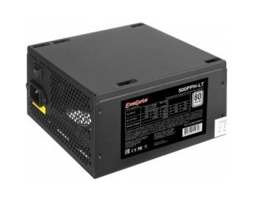 [Блоки питания] Exegate EX282040RUS-S Блок питания 500W ExeGate 500PPH-LT-S, RTL, 80+, ATX, black, APFC, 12cm, 24p, (4+4)p, 5*SATA, 3*IDE, с защитой от выдергивания