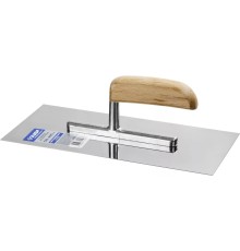 ЗУБР Эксперт 130х280 мм гладилка штукатурная нержавеющая с деревянной буковой ручкой. Серия Профессионал. [0806_z01]