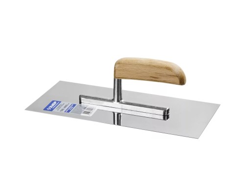 [Шпатели, мастерки, кельмы, терки, гладилки] ЗУБР Эксперт 130х280 мм гладилка штукатурная нержавеющая с деревянной буковой ручкой. Серия Профессионал. [0806_z01]