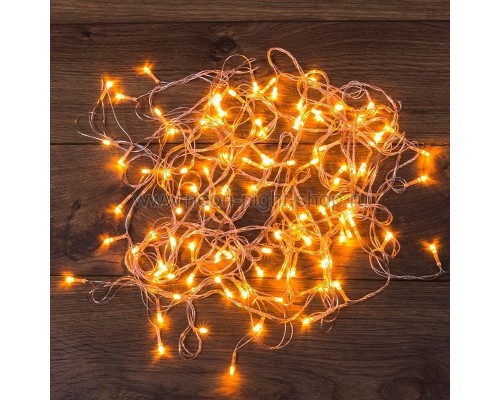 [Новогодние светоукрашения] NEON-NIGHT 303-072 Гирлянда светодиодная универсальная 100 LED ТЕПЛЫЙ БЕЛЫЙ 10 метров, прозрачный ПВХ, с контроллером