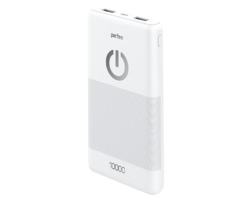 [Аксессуар] Perfeo Powerbank 10000 mah + Micro usb /In Micro usb /Out USB 1 А, 2.1A/ White (PF_B4297)