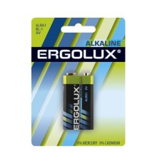 Ergolux  6LR61 Alkaline BL-1 (6LR61 BL-1, батарейка,9В)  (1 шт. в уп-ке) 