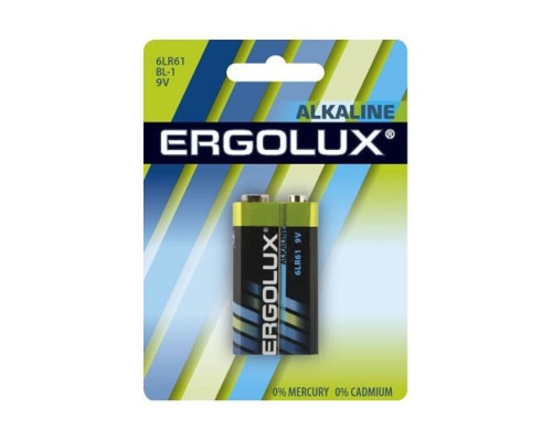 [Батарейки ] Ergolux  6LR61 Alkaline BL-1 (6LR61 BL-1, батарейка,9В)  (1 шт. в уп-ке) 