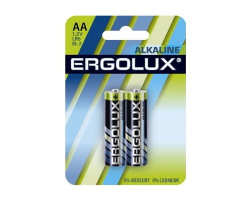 [Батарейка] Ergolux  LR6 Alkaline BL-2 (LR6 BL-2, батарейка,1.5В)  (2 шт. в уп-ке)