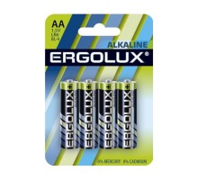 Ergolux  LR6 Alkaline BL-4 (LR6 BL-4, батарейка,1.5В) (4 шт. в уп-ке)