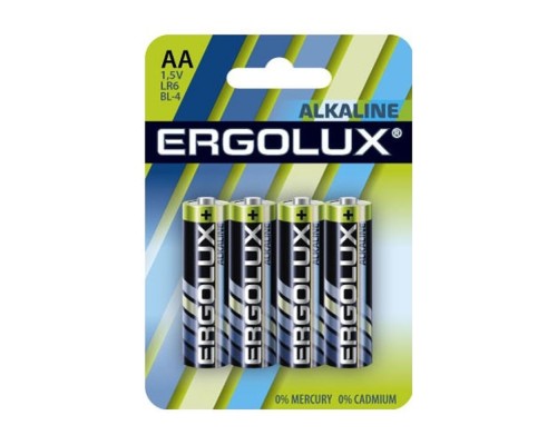[Батарейка] Ergolux  LR6 Alkaline BL-4 (LR6 BL-4, батарейка,1.5В) (4 шт. в уп-ке)