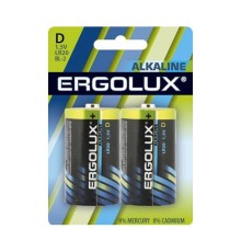 Ergolux..LR20 Alkaline BL-2 (LR20 BL-2, батарейка,1.5В)  (2 шт. в уп-ке)