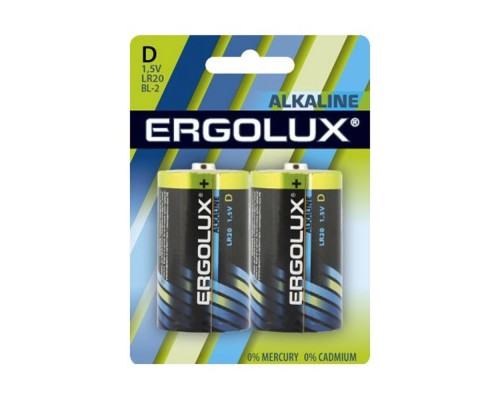 [Батарейки] Ergolux..LR20 Alkaline BL-2 (LR20 BL-2, батарейка,1.5В)  (2 шт. в уп-ке)