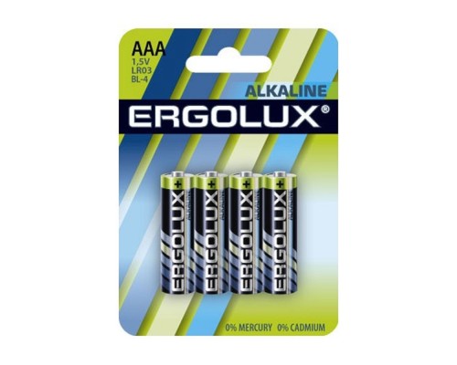 [Батарейка] Ergolux  LR03 Alkaline BL-4 (LR03 BL-4, батарейка,1.5В) (4 шт. в уп-ке)