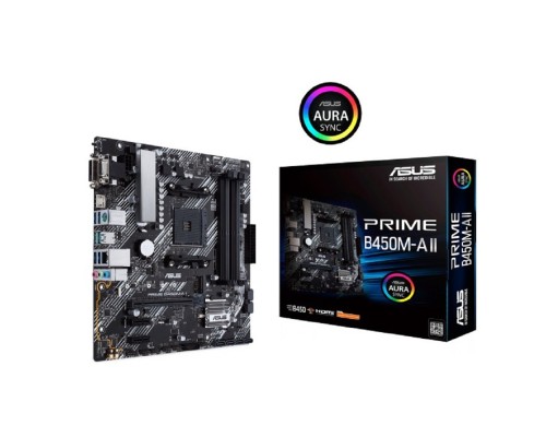 [Материнская плата] ASUS PRIME B450M-A II (Socket AM4, mATX, 4xDDR4(128GB), VGA/DVI-D/HDMI 2.0, 1xPCIe 3.0x16/2xPCIe 2.0, 1xLAN, 6xSATA 6Gb/s, 1xM.2, 6xUSB 3.2, 1xPS/2)