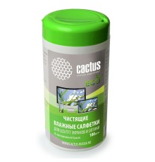 Салфетки Cactus CS-1001PE для экранов и оптики туба 100шт влажных