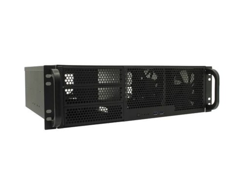 [Корпус] Procase RM338-B-0 Корпус 3U server case,3x5.25+8HDD,черный,без блока питания,глубина 380мм, MB CEB 12