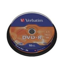 Verbatim  Диски DVD-R  4.7Gb 16х, 10 шт, Cake Box (43523)