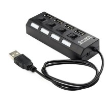 Gembird Концентратор USB 2.0 UHB-243-AD с подсветкой и выключателем, 4 порта, блистер (UHB-243-AD)
