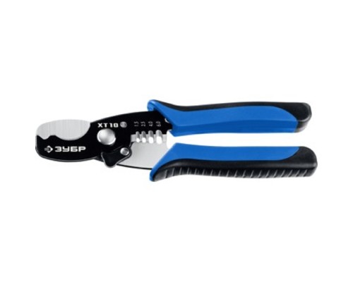 [Шарнирно-губцевый инструмент] ЗУБР Кабелерез XT-10 со съемником изоляции, рез до 10 мм [22640]