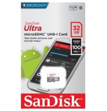 Micro SecureDigital 32Gb SanDisk Ultra® microSDHC 100MB/s Class 10 UHS-I SDSQUNR-032G-GN3MN