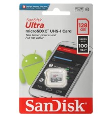Micro SecureDigital 128Gb SanDisk Ultra® Class 10 UHS-I [SDSQUNR-128G-GN6MN]