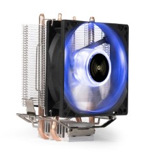 Exegate EX286297RUS Кулер ExeGate Wizard EXX200-PWM.BLUE (Al+Copper, 2 тепл.трубки, LGA775/1150/1151/1155/1156/1200/1700/AM2/AM2+/AM3/AM3+/AM4/FM1/FM2/754/939/940, TDP 80W, Fan 90mm, PWM, 800-2400RPM