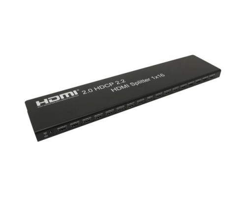 [переходник] ORIENT HSP0116H-2.0, HDMI 4K Splitter 1->16, HDMI 2.0/3D, HDR, UHDTV 4K/ 60Hz (3840x2160)/HDTV1080p, HDCP2.2, EDID управление, RS232 порт, IR вход, внешний БП 5В/3А, метал.корпус (31097)