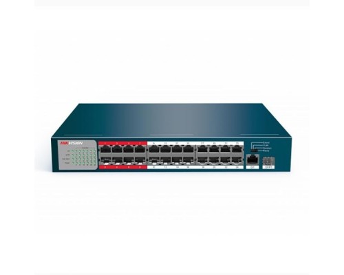 [Коммутаторы] HIKVISION DS-3E0326P-E/M(B)  Коммутатор 25x100Mb 1SFP 24PoE+ 225W неуправляемый