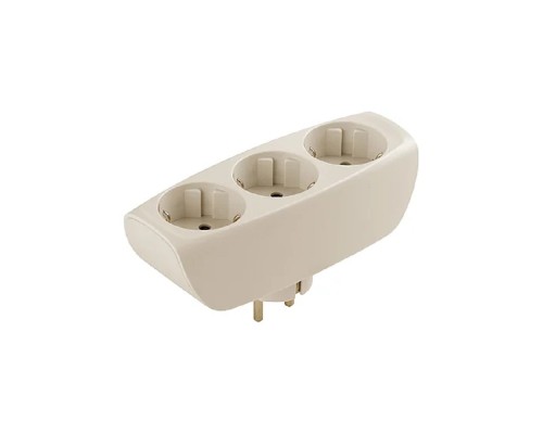 [ЭРА Удлинители бытовые, Сетевые фильтры] ЭРА Б0002370 Разветвитель электрический SP-3e-I на 3 розетки c заземлением со шторками 16А слоновая кость