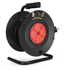 Exegate EX286338RUS Удлинитель на катушке ExeGate industrial ECS-2-1R (4 евророзетки с заземлением и с защитными крышками, IP44, 25м, защита от детей, защита от перегрузки, 3х1,0мм2, 10А/2.2кВт)