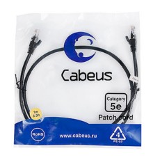 Cabeus PC-UTP-RJ45-Cat.5e-1m-BK Патч-корд U/UTP, категория 5е, 2xRJ45/8p8c, неэкранированный, черный, PVC, 1м
