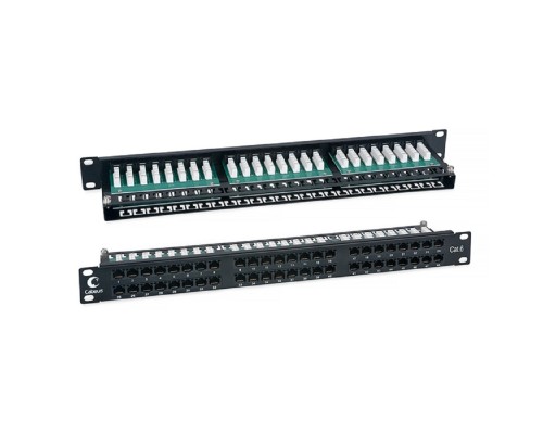 [Cabeus Аксессуары к монтажным шкафам] Cabeus PLHD-48-Cat.6-Dual IDC-1U Патч-панель высокой плотности 19