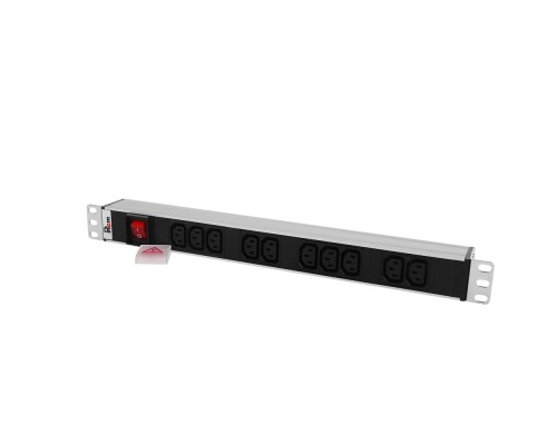 [Аксессуар] REM Блок розеток Rem-10 с выкл., 12 IEC 60320 C13, 10 A, алюм., 19