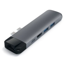 Satechi [ST-TCPHEM] Адаптер USB Aluminum Pro Hub with Ethernet & 4K HDMI). Цвет серый космос