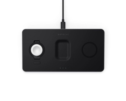 [Опции к ноутбукам] Satechi [ST-X3TWCPM] Беспроводное зарядное устройство Trio Wireless Charging Pad для телефона, часов и наушников. Цвет серый космос.