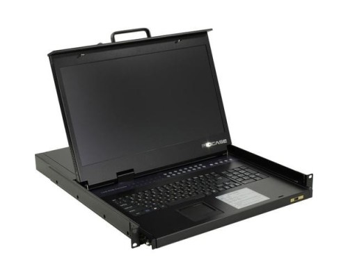 [консоли] ProCase E1916HD Консоль однорельсовая , КВМ 16 порт, LCD 19', single rail console KVM 16 port, LCD D-Sub, USB, разрешение 1920*1080, 16 кабелей
