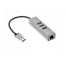Telecom Переходник USB 3.0 -->RJ-45 1000Mbps +3 USB3.0, Aluminum Shell, 0.2м Telecom <TA311U>