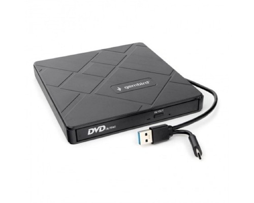 [Устройство чтения-записи] USB 3.0 Gembird DVD-USB-04 пластик, со встроенным кардридером и хабом черный