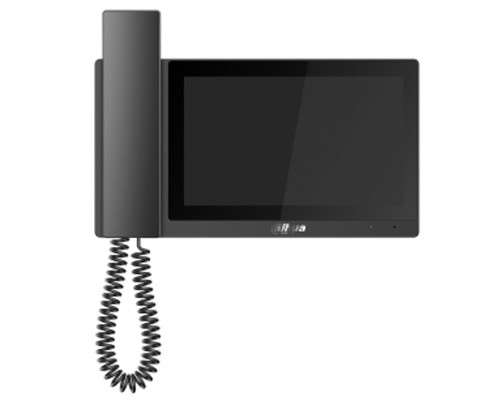 [Видеодомофоны] DAHUA DH-VTH5421E-H Монитор видеодомофона IP 7-и дюймовый, с трубкой, черный, ёмкостной сенсорный экран, поддержка micro-SD до 32Гб, питание DC 12В/PoE