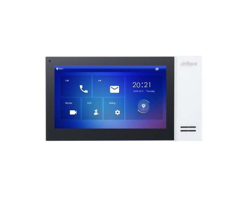 [Видеодомофоны] DAHUA DHI-VTH2421FW-P Монитор видеодомофона IP 7 дюймовый, белый, ёмкостной сенсорный экран, встроенная карта памяти до 8Гб, питание DC 12В/PoE