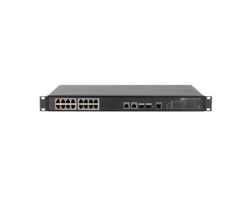 [Коммутаторы] DAHUA DH-PFS4218-16ET-190 16-портовый управляемый коммутатор с РоЕ, уровень L2, 16xRJ45 100Mb PoE, 2хКомбо SFP/RJ45 1Gb uplink, суммарно 190Вт, коммутация 8.8 Гбит/с, MAC-таблица 4К