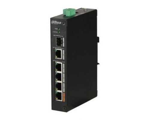 [Коммутаторы] DAHUA DH-PFS3106-4ET-60 4-портовый неуправляемый коммутатор с PoE, уличное исполнение, 4xRJ45 100Mb PoE, 1xRJ45 1Gb + 1xSFP 1Gb uplink, суммарно 60Вт, коммутация 6.8 Гбит/с, MAC-таблица 8К