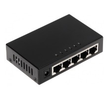 DAHUA DH-PFS3005-5GT 5-портовый гигабитный неуправляемый коммутатор, 5xRJ45 1Gb, коммутация 10 Гбит/с, MAC-таблица 2К, металл